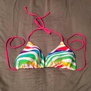 Rainbow Zebra Stripe Bikini Top
